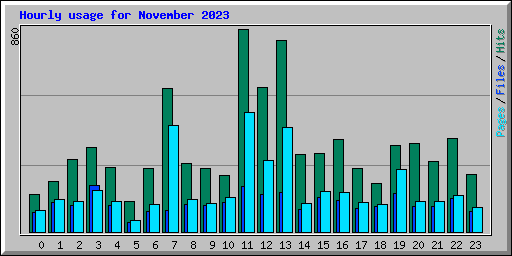 Hourly usage for November 2023